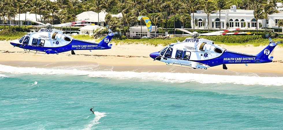 Two Trauma Hawk Helicopters Fly Over Palm Beach